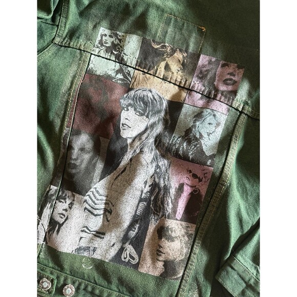 Taylor Swift vintage  distressed green denim jean jacket - Picture 2 of 5